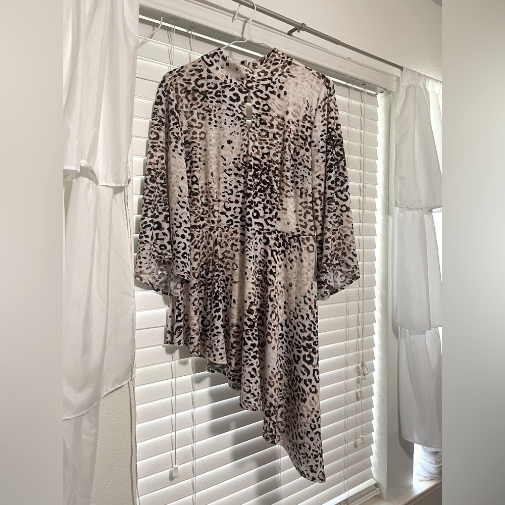 Cheetah print high neck top